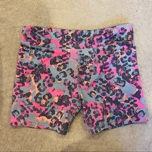 Leopard print gym shorts